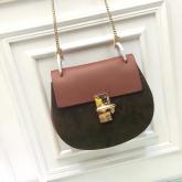 Replica Chloe Drew Shoulder Bag Smooth And Suede Calfskin Brown N Green CY01040