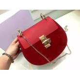 Chloe Drew Shoulder Bag Smooth And Suede Calfskin Red CY01167