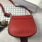 Designer Chloe Hudson Shoulder Bag In Suede Calfskin Red CY01232