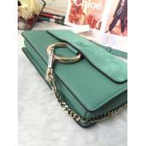 Chloe Faye Small Shoulder Bag In Suede And Smooth Calfskin Mint CY01291