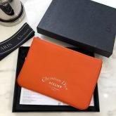 Dior Flat Pouch In Orange Grained Calfskin CY00025