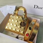 My Lady Dior Bag In Gold Grained Leather With Customisable Shoulder Strap CY00063