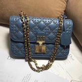 Dior Dioraddict Flap Bag Studded Cannage Lambskin Blue CY00066