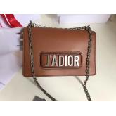 Dior J'ADIOR Flap Bag With Silver Chain In Calfskin Brown CY00113