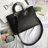 Designer Dior Large Lady Dior Bag In Black Canyon Grained Lambskin CY00169