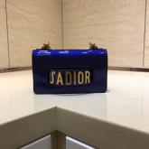 Dior Mini J'adior Flap Bag In Metallic Calfskin Blue Replica CY00188