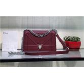 Dior Diorama Flap Bag In Grained Calfskin Leather Wine Red CY00251