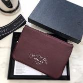 Dior Flat Pouch In Burgundy Grained Calfskin CY00277