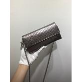 Lady Dior Croisiere Wallet In Chain Metallic Calfskin With "Micro-cannage" Motif Onyx CY00278