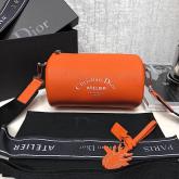 Dior Orange Grained Calfskin "Roller" Pouch With "Atelier" Print Replica CY00365