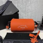 Dior Orange Grained Calfskin "Roller" Pouch With "Atelier" Print Replica CY00365