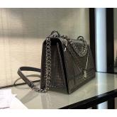 "Diorama" Flap In Silver-tone Metallic Calfskin With Micro-Cannage Motif Bag Onyx Black CY00407