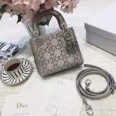 Replica Dior Mini Lady Dior Bag In Silver "Cannage" Satin With Rhinestones CY00429