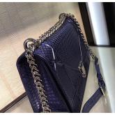 Designer "Diorama" Flap In Silver-tone Metallic Calfskin With Micro-Cannage Motif Bag Blue CY00471