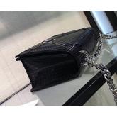 Designer "Diorama" Flap In Silver-tone Metallic Calfskin With Micro-Cannage Motif Bag Black CY00477