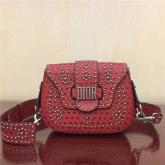 Dior D-fence Saddle Bag In Red Studded Calfskin Cruise 2018 CY00487