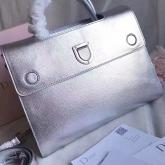 Designer Dior Diorever Bag In Silver-Tone Grained Leather CY00509