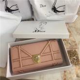 Dior Diorama Croisiere Wallet Pouch In Rose Studded Grained Calfskin With Large Cannage Design CY00564