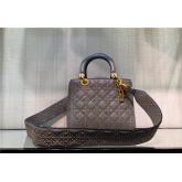 Dior Supple LADY DIOR Bag In Studded Grey Calfskin CY00597