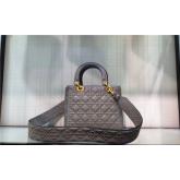 Dior Supple LADY DIOR Bag In Studded Grey Calfskin CY00597