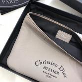 Dior Flat Pouch In Beige Grained Calfskin CY00613