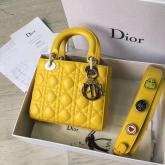 My Lady Dior Bag Lambskin With Customisable Shoulder Strap Yellow CY00617