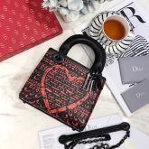 Designer Dior Mini Lady Dior Bag In Printed Calfskin Black Metal CY00641