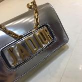 Replica Dior Mini J'adior Flap Bag In Metallic Calfskin Silver CY00755