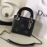 Designer Dior Cruise 2018 Lady Dior Bag In Black Studded Calfskin CY00807