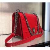 "Diorama" Flap In Silver-tone Metallic Calfskin With Micro-Cannage Motif Bag Red CY00809