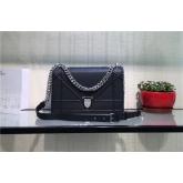 Dior Diorama Flap Bag In Grained Calfskin Leather Black CY00830