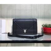 Dior Diorama Flap Bag In Grained Calfskin Leather Black CY00830