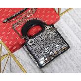 Dior Mini Lady Dior Bag Smooth Calfskin Embroidered With A Mosaic Of Mirrors Black CY00939