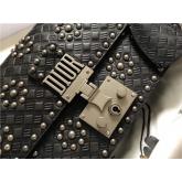 Designer Dior Dioraddict Flap Bag With Silver Chain In Studded Black Calfskin CY00961