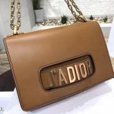 Dior J'ADIOR Flap Bag With Chain In Calfskin Brown Replica CY00962