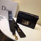 Dio(r)evolution Flap Bag With Slot Handclasp In Black Crinkled Calfskin CY00978