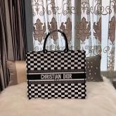 Dior Book Tote Bag In Black And White Embroidered Canvas. CY01019