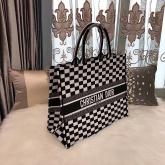 Dior Book Tote Bag In Black And White Embroidered Canvas. CY01019