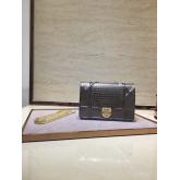 Dior Diorama Wallet On Chain WOC Clutch In Metallic Calfskin With "Micro-Cannage" Motif Onyx Replica CY01047