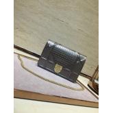 Dior Diorama Wallet On Chain WOC Clutch In Metallic Calfskin With "Micro-Cannage" Motif Onyx Replica CY01047