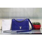 Dior Diorama Flap Bag In Grained Calfskin Leather Blue CY01065