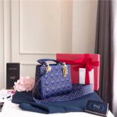 Replica Dior Supple LADY DIOR Bag In Studded Blue Calfskin CY01144