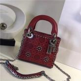 Dior Cruise 2018 Lady Dior Bag In Red Studded Calfskin CY01166