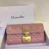 Dior Dioraddict Continental Wallet In Powder Pink Cannage Lambskin Replica CY01215