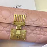 Dior Dioraddict Continental Wallet In Powder Pink Cannage Lambskin Replica CY01215