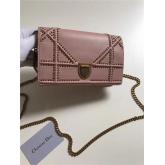 Dior Diorama Wallet On Chain WOC Pouch In Rose Studded Lambskin With Large Cannage Design CY01216