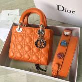 My Lady Dior Bag Lambskin With Customisable Shoulder Strap Orange CY01239