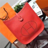 Hermes Evelyne Bag In Red Clemence Leather CY00008