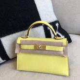 Designer Hermes Epsom Mini Kelly Sellier II 20 Yellow CY00013