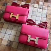 Designer Hermes Constance In Rosy Pink Epsom Leather Crossbody Bag CY00017